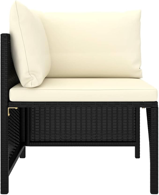 6 Piece Patio Lounge Set with Cushions, Poly Rattan Outdoor Sectional Furniture - Image 4