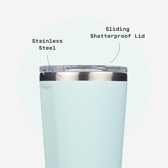 Corkcicle Classic Tumbler - Keeps Drinks Cold for 9 Hours & Hot for 3 - Triple-Insulated Stainless Steel - Holiday Tumbler Gift - 16 oz - Gloss Powder Blue