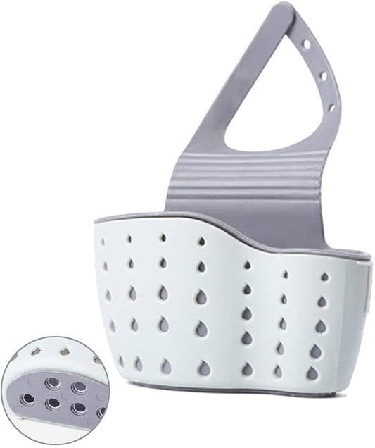 EC ELEGANTCHARM Kitchen Sink Caddy Sponge Holder Silicone Plastic Soap Holder Hanging Ajustable Strap Faucet Caddy with Drain Holes for Drying
