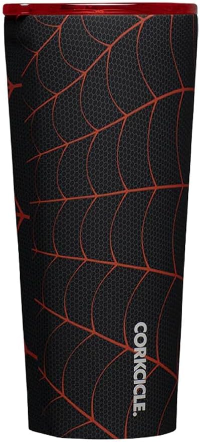 Corkcicle Marvel Tumbler - Insulated Stainless Steel Travel Cup - Cold & Hot Drinks - Reusable - Durable - Spill Proof Lid - Non-Slip Silicone Base - Easy Grip - BPA Free - 24 oz - Miles Morales