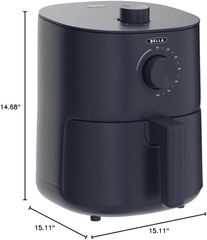 BELLA 2.9QT Manual Air Fryer, No Pre-Heat Needed, No-Oil Frying, Fast Healthy Evenly Cooked Meal Every Time, Removeable Dishwasher Safe Non Stick Pan and Crisping Tray for Easy Clean Up, Matte Blue