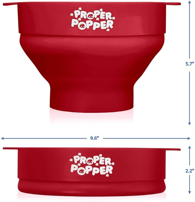 The Original Proper Popper Microwave Popcorn Popper, Silicone Popcorn Maker, Collapsible Bowl BPA Free & Dishwasher Safe - (Ruby Red)
