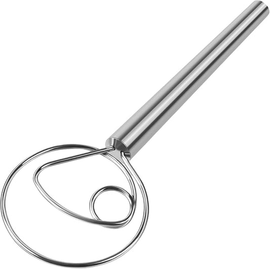 Danish Dough Whisk Stainless Steel Hook Dutch Baking Tool Bread Sourdough Mixer for Pizza Pastry Cake Batter Making