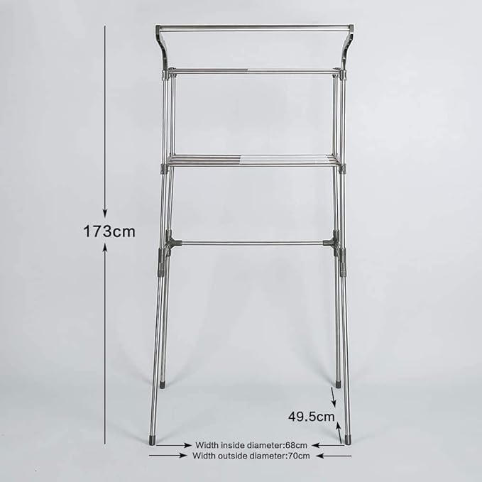 BAOYOUNI Bathroom Space Saver Over The Toilet Storage Rack Shelf Above Washing Machine Standing Organizer 2-Tier 26.77 W X 19.48 D X 68.11 H Inches, Grey