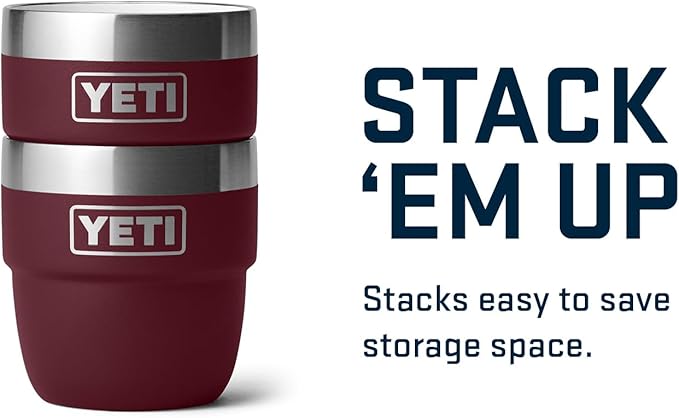 YETI Rambler 4 oz Stackable Cup, Stainless Steel, Vacuum Insulated Espresso/Coffee Cup, 2 Pack