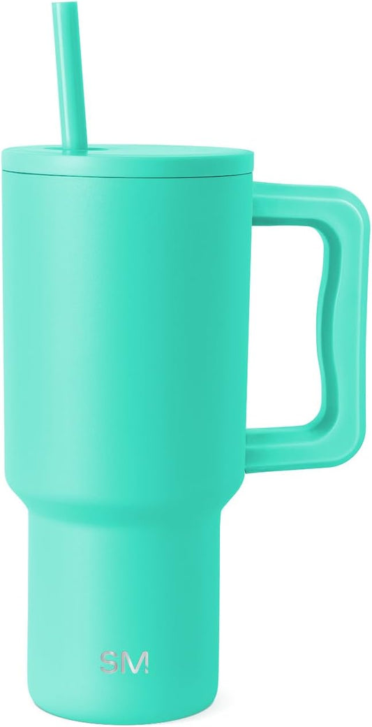 Simple Modern 30 oz Trek Tumbler with Handle and Straw Lid | Cup Holder Friendly Insulated Stainless Steel Travel Mug | Tropical Wave