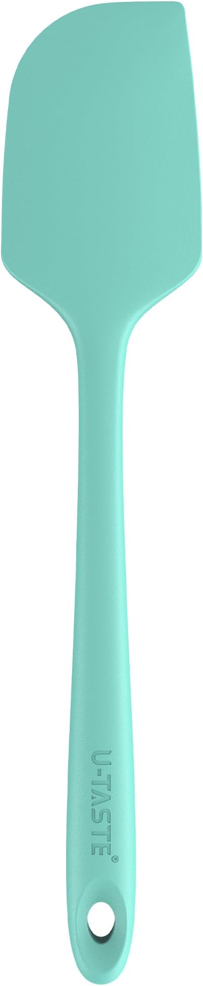 U-Taste 11.38" Silicone Baking Spatula: 480ºF Heat Resistant Food Grade Flexible Rubber Kitchen Bowl Scraper, Seamless Pastry Spreader for Mixing Stirring Scraping in Nonstick Cookware (Aqua Sky)