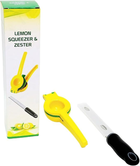 2Pcs Lemon Squeezer and Zester Grater Set, Citrus Juicer, Hand Press, Easy to Use, Ideal for Parmesan Cheese Grater, Lemon and Ginger Zester