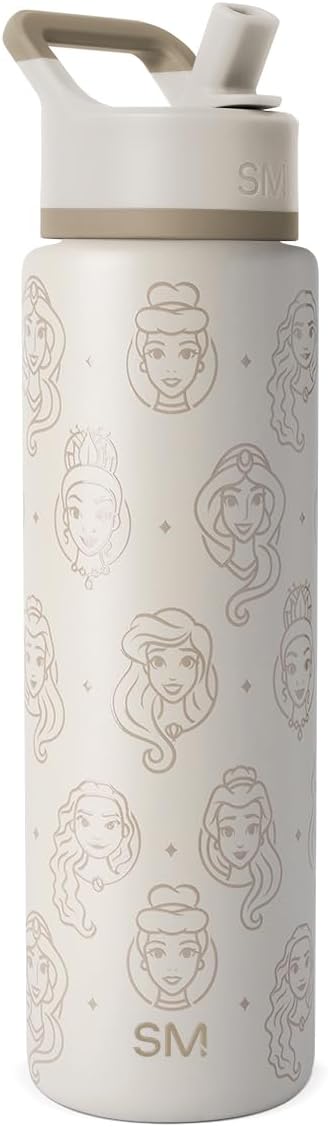 Simple Modern Summit Water Bottle with Straw Lid | Disney 30oz Leak Proof Stainless Steel Insulated Cup | Gifts for Her Him | Princess Icons