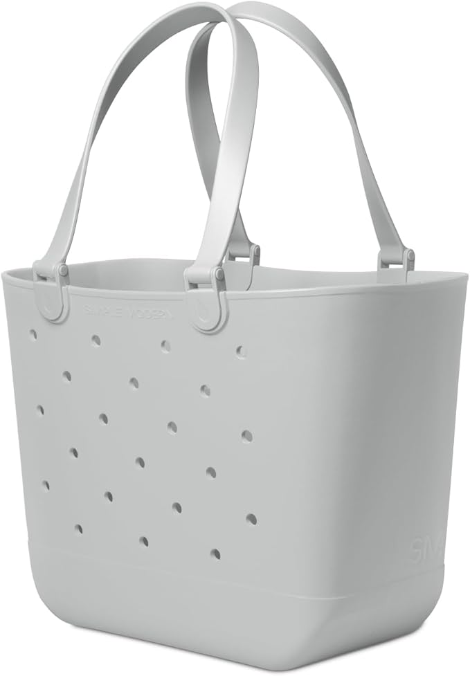 Simple Modern Extra-Large Beach Bag | Waterproof Getaway Rubber Tote with Zipper Pocket for Travel, Pool, Boat, Groceries, Sports | Ice Gray