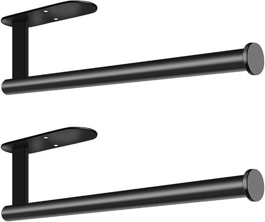MGahyi Paper Towel Holder Wall Mount, Self Adhesive Or Drilling Under Cabinet Kitchen, 13.2 inch Stainless Steel Paper Towel Roll Rack, Towel Roll Hanger for Bathroom (Black, 2*Rectangle)