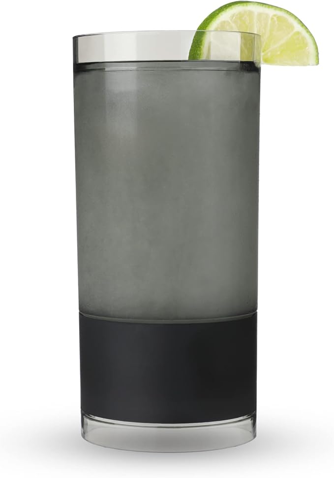 HOST Highball Cocktail Freeze Tumbler, Frozen Cocktail Glass, Double Walled Insulated Iced Coffee Tumbler, BPA Free Drink Cooler, 10 oz., Black
