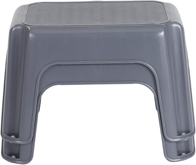 Rubbermaid One-Step Stool Bisque Holds up to 200 Pounds 7" Height Gray Durable Step Stool for Kids/Bathroom/Home/Office/Garage