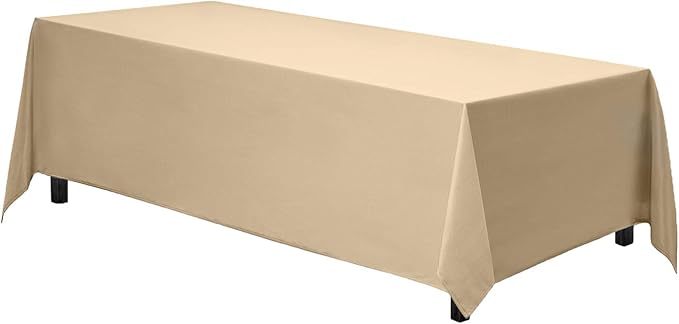 Gee Di Moda Rectangle Tablecloth - 70 x 120 Inch Beige Table Cloth for 6-Foot Rectangular Table - Heavy Duty Washable Polyester Fabric - Formal Dinners, Casual Get-Togethers, Professional Events