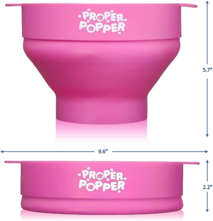 The Original Proper Popper Microwave Popcorn Popper, Silicone Popcorn Maker, Collapsible Bowl BPA Free & Dishwasher Safe - (Pink)