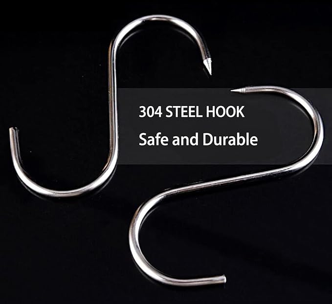 ARTOYS Meat Hooks 4'' 4mm, SUS304 Stainless Steel Butcher's Hook(10Pack), Meat Hook for Smoker, Drying, Butchering, Smoking, BBQ, Grilling,Jerky.