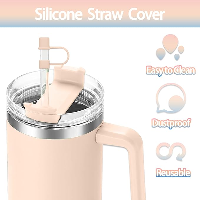 6PCS Silicone Straw Covers Cap Compatible with Stanley Cup 30-40 oz Tumbler with Handle 10mm Straw Toppers for Stanley Cup Accessories（Colorful 1）