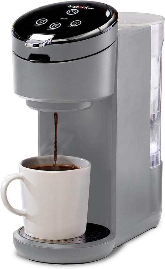 Instant Pot Single Serve K-Cup Pod Compatible Coffee Maker with Reusable Pod & Bold Setting, 8-12oz, 40oz Reservoir, Grey