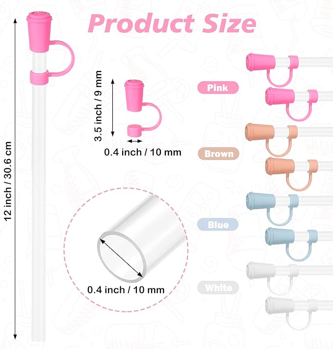 Reusable Straw Replacement compatible with Stanley Cup, with Reusable Stopper Cover, 8-piece set Accessories Fit Stanley Quencher H2.0 14/20/30/40 oz Tumbler with Handle