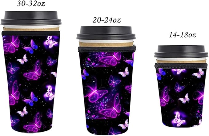 Purple Butterfly Coffee Cup Sleeves - Image 2