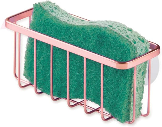 IDesign Stainless Steel Sponge Holder for Kitchen Sink with Suction Cups, The Gia Collection - 6.75" x 2.5" x 2.5", Copper