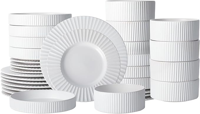 Christian Siriano Lusso 32-Piece Dinnerware Set Stoneware, White