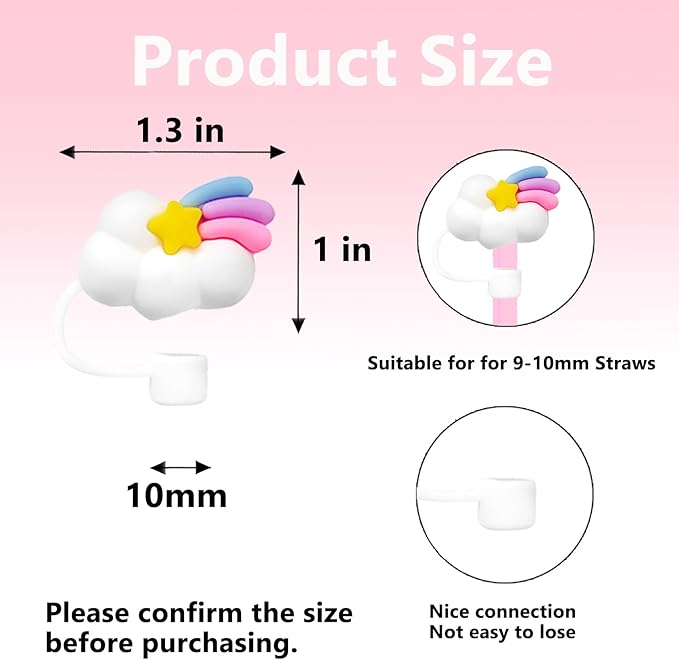 2 Pcs Straw Covers Cap Toppers Compatible with Stanley 30&40 oz Tumbler Cups,Reusable Cute Silicone Straws Tips Lids Protectors for 0.4 in/10mm Stanleys Cup Accessories(2 PCS)
