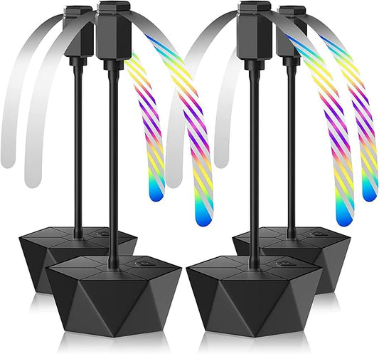 Grete Gotye 4-PC Table Food Fans, Flexible Goose-Neck Blades, Portable Battery Powered Fan for Home, Restaurant, Party, Picnic (Jet Black)