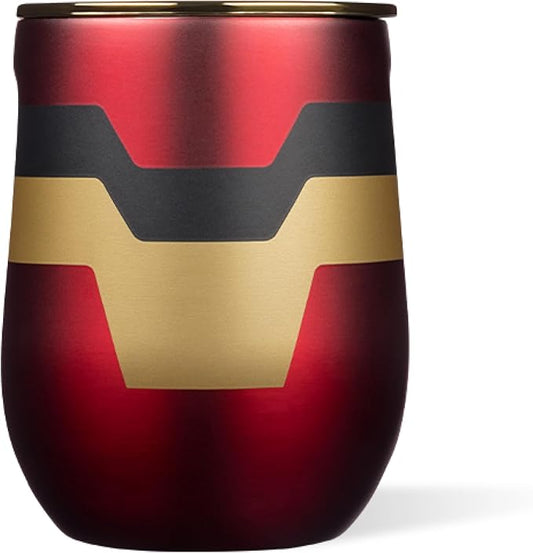 Corkcicle Stemless Insulated Wine Glass Tumbler - Keeps Beverages Cold 6 Hours & Hot 3 Hours - Stainless Steel - Easy-Grip - Summer Drinkware Gift - Keeps Drinks Ice Cold - 12 oz - Iron Man