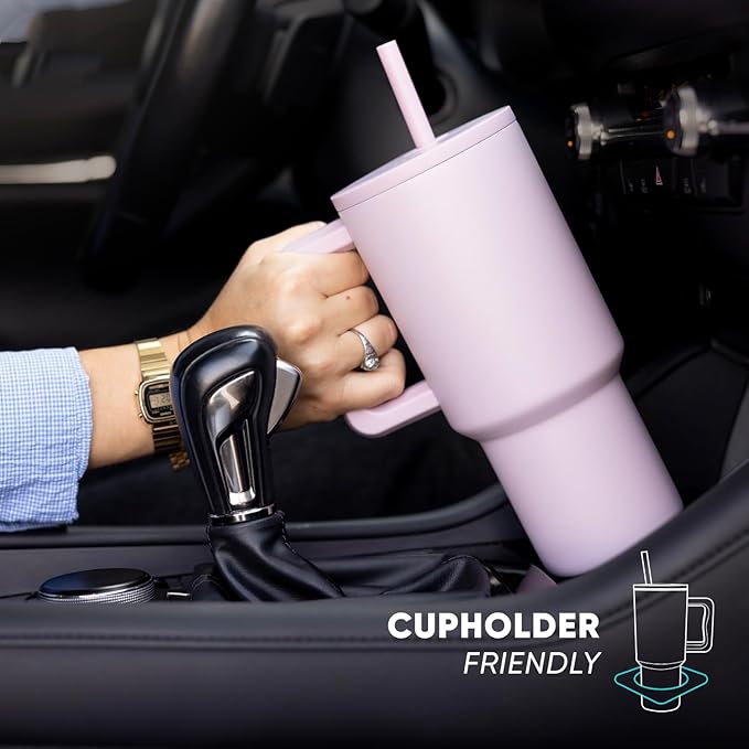 Simple Modern 30 oz Trek Tumbler with Handle and Straw Lid | Cup Holder Friendly Insulated Stainless Steel Travel Mug | Blush (Pack of 12)