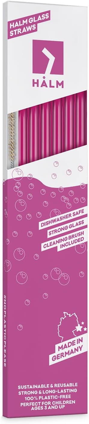 HALM Stanley Quencher Tumbler Glass Straws Pink Reusable Replacement Straws for Tumbler with Handle Stainless Steel Drinking Cup Accessory BPA-Free & Dishwasher Safe