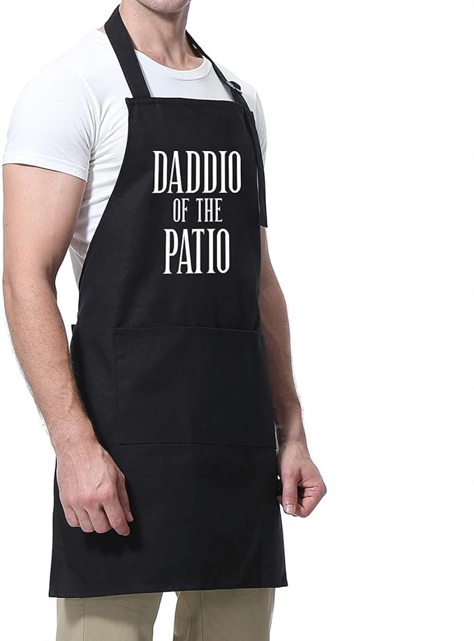 Miracu Grill Apron for Daddy, Daddio of The Patio, Dad Gifts from Daughter Son - Funny Fathers Christmas, Birthday Gifts for Dad, Best Step Daddy, Father in Law - Papa Aprons for Grilling BBQ Cooking