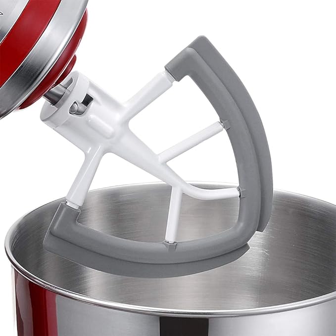 Flex Edge Beater for KitchenAid 4.5/5 QT Tilt Head Stand Mixer, Beater with Double Silicone Edge, Mixer Paddle, Perfect 4.5/5 Quart Tilt Head Stand Mixer Attachment, White