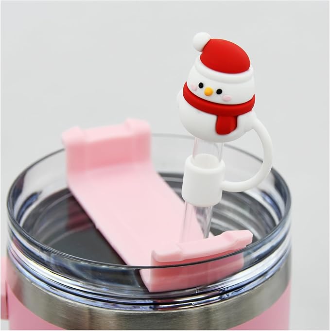 Straw Cover Cap for Stanley Cup,Straw Topper Compatible for 30&40 Oz Tumbler with Handle,10mm 0.4in Dust-Proof Reusable Straw Tips Lids,Straw Tip Covers for Christmas Gifts, MEITESTI-09012