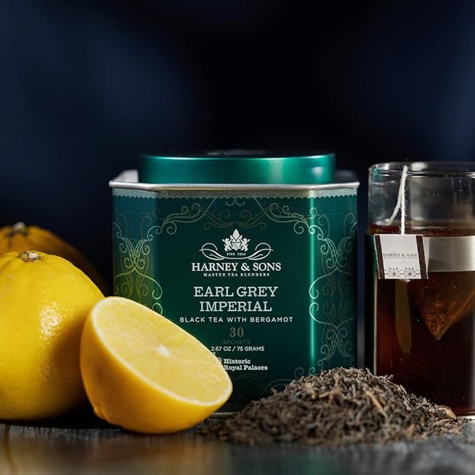Harney & Sons HRP Earl Grey Imperial Tea Tin | 30 Sachets, Historic Royal Palaces Collection (Tin Design May Vary)