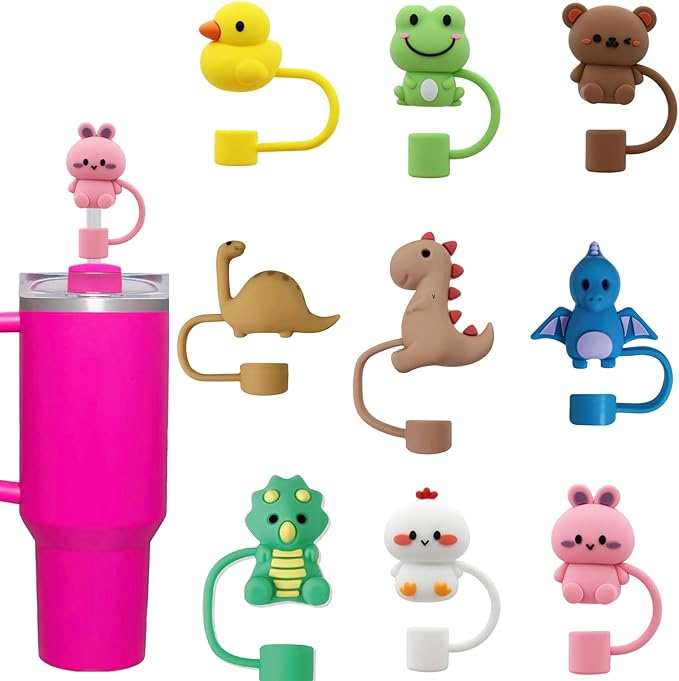 9Pc Straw Cover for Stanley Cup, Silicone Straw Topper for Stanley Cup 30&40oz with Tumblers, 10mm 0.4in Lid Accessories (Reusable)