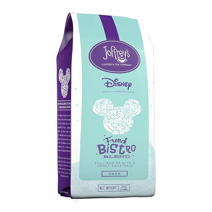 Joffrey's Coffee - Disney French Bistro Blend, Artisan Dark Roast, Arabica Coffee Beans, Full-Bodied with Smoky Sweetness (Ground, 11 oz)