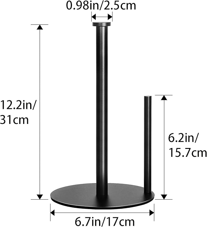 Paper Towel Holder Countertop, OBODING, Black Kitchen Paper Towel Holder Stand for Kitchen and Bathroom Organization, Stainless Steel Paper Towel Holders for Standard and Large Rolls (Matte Black)