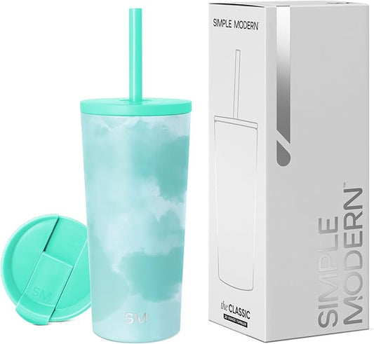 Simple Modern Classic Tumbler with Lid and Straw | Insulated Iced Coffee Cup Reusable Stainless Steel Water Bottle Travel Mug | Gifts for Women Men Her Him | 20oz | Ocean Tide