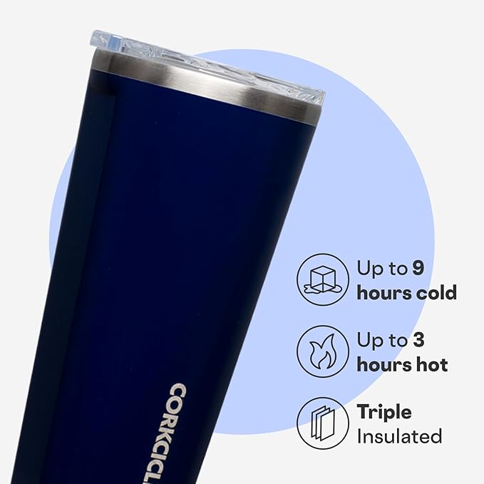 Corkcicle Classic Tumbler - Keeps Drinks Cold for 9 Hours & Hot for 3 - Triple-Insulated Stainless Steel - Holiday Tumbler Gift - 16 oz - Gloss Midnight Navy