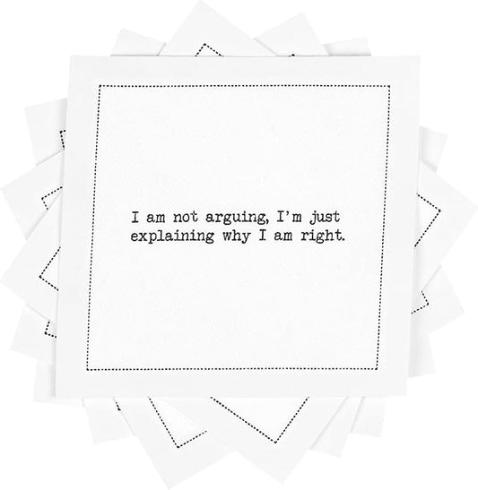 Five Star Funny Snarky Quotes | White Cotton Cocktail Napkins | 50 Luxury Disposable Beverage Napkins with Witty Bar Quotes | Drink Napkins for Parties, Bars, Weddings & Game Nights