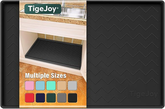TigeJoy 34" x 19" Under Sink Mats for Kitchen Waterproof, Leak-Proof Silicone Mat Sink Protector and Cabinet Liner, Kitchen Essentials Organizer and Storage, Boot or Shoe Tray, Pet Feeding Mat