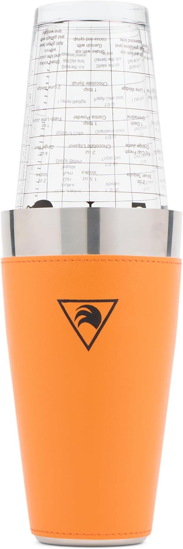 Glass Boston Cocktail Shaker - 15 oz & 27 oz - 28x10cm - Orange Leather Cover - Image 4