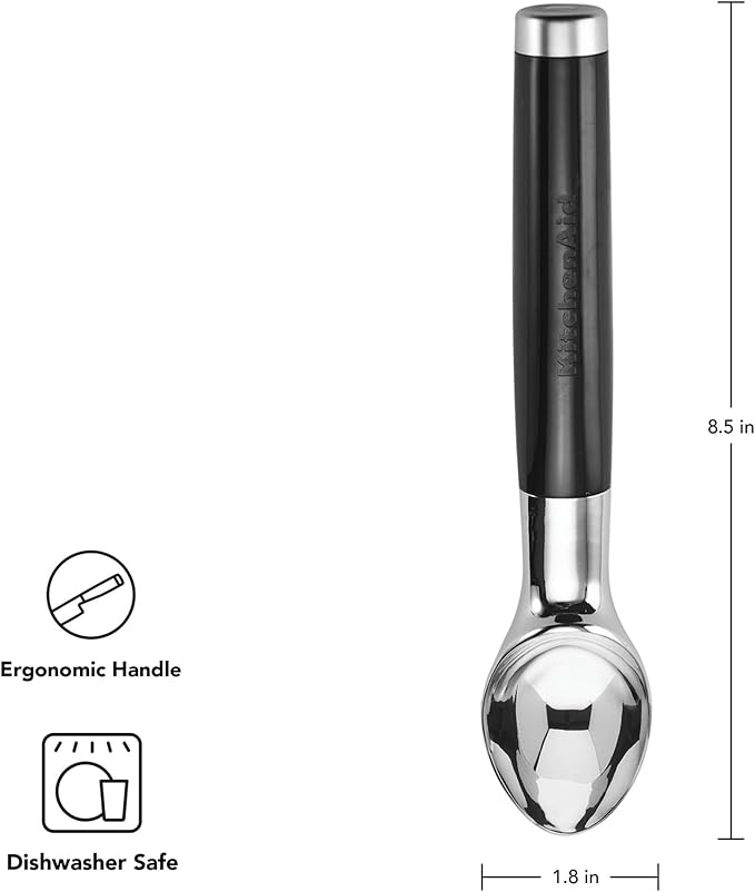 KitchenAid Classic Ice Cream Scoop, 8.6 inches, Black