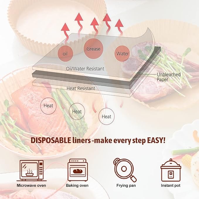 UHOUSE air fryer liners 9.5 inch square, air fryer disposable paper liner square, air fryer liners disposable,Baking Paper for Air Fryer And Baking Roasting Microwave