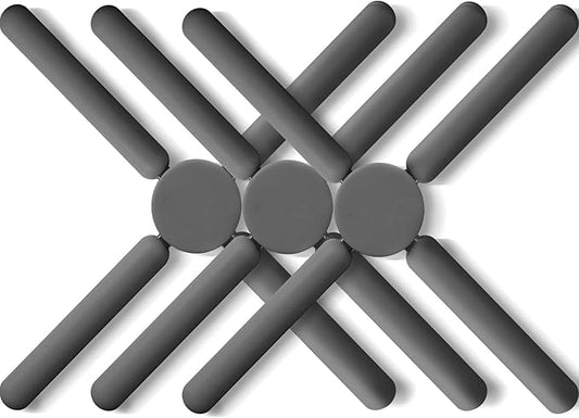 3/Pack Foldable Trivets Silicone, FENGCHEN Folding Trivets, Non-Slip Collapsible Cross Compact Design Expandable Silicone Pot Holder,Grey