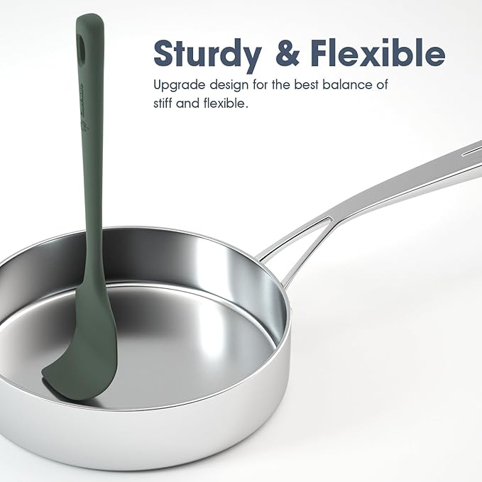 4 Pieces Silicone Spatula Set, Food Grade Rubber Spatula, Upgrade Strong Handle with Ergonomic Grip, Heat Resistant for Nonstick Cookware, Cooking