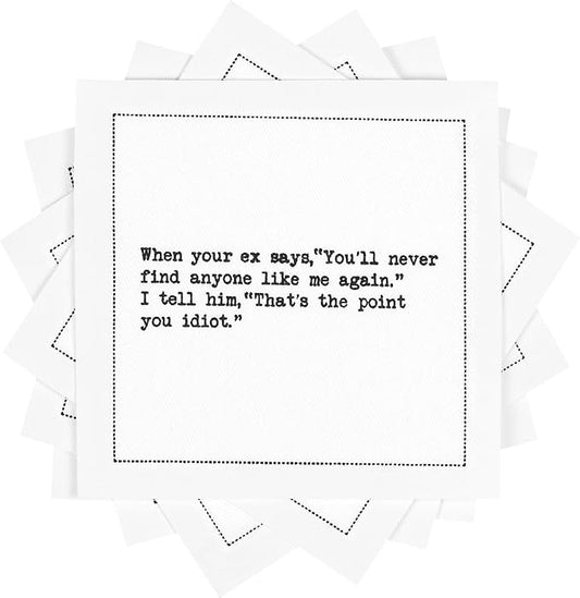 Five Star Funny Inappropriate Thoughts Quotes | White Cotton Cocktail Napkins | 50 Luxury Disposable Beverage Napkins with Witty Bar Quotes | Drink Napkins for Parties, Bars, Weddings & Game Nights