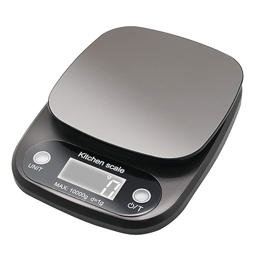 Digital Food Scale, 22lb Kitchen Scale Measures in Grams, Ounces and ML for Weight Loss, Baking, Cooking, 1g/0.1oz Precise Graduation, 304 Food Grade Stainless Steel, Batteries Included