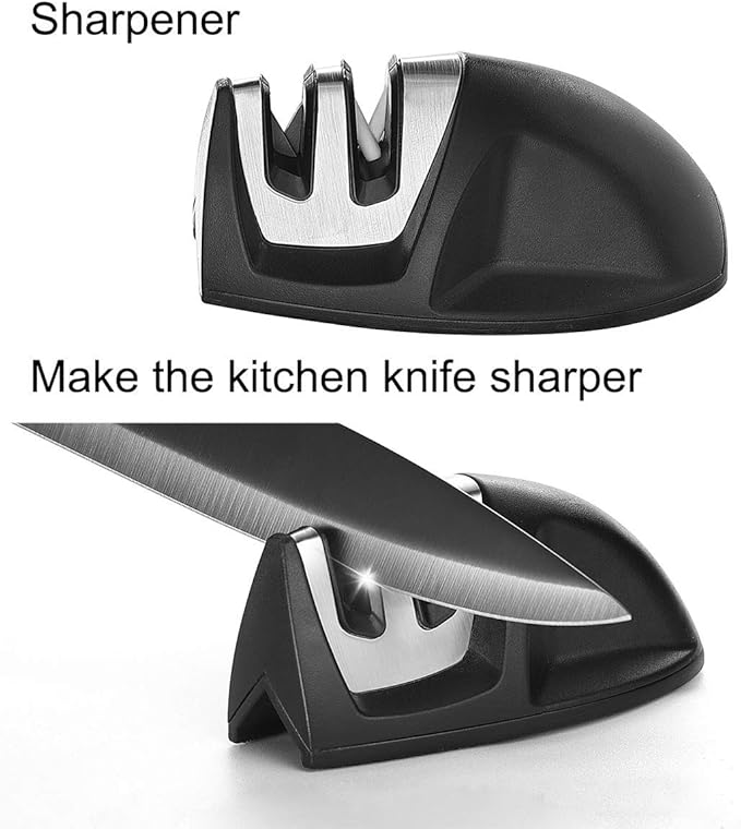 Wanbasion 16pcs Black Kitchen Knife Set with Block, Stainless Steel Knives Set for Kitchen, Professional Chef Knife Sets for Kitchen with Sharpener Acrylic Block